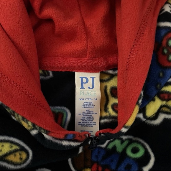 Boys Size 16 Fleece Pajamas Lot of 2 One Piece Blue Space & Food Print - Picture 5 of 7